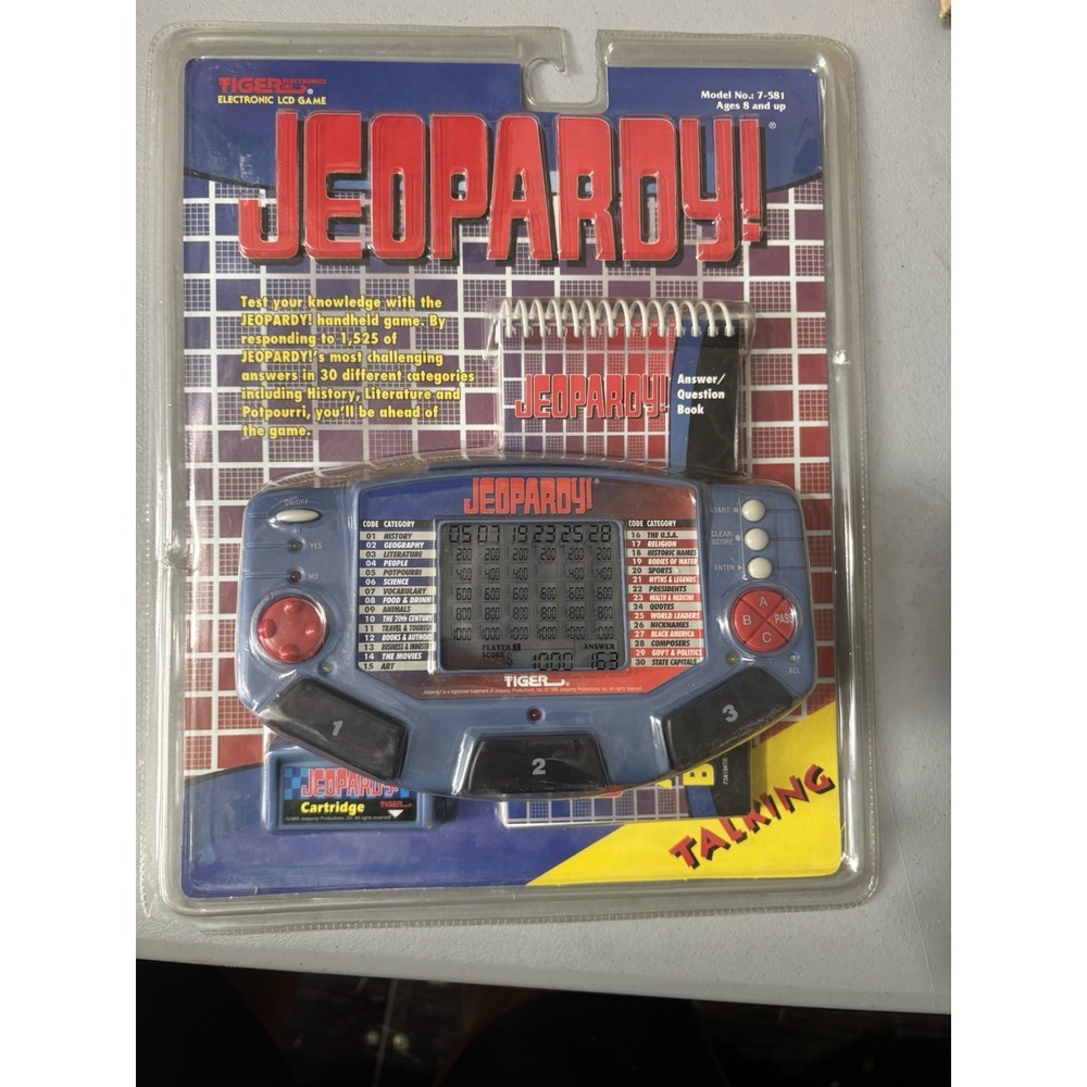 NEW Jeopardy! Tiger Electronics Handheld Game with (3) Cartridges And Book- 1995